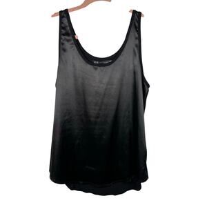 JET John Eshaya Black  Scoop Neck Satin Tank Top Women's M/L